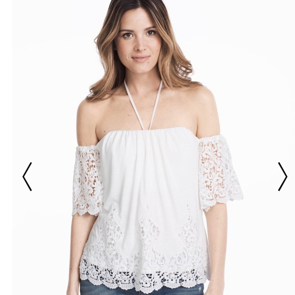 NWT WHBM off the shoulder white eyelet top